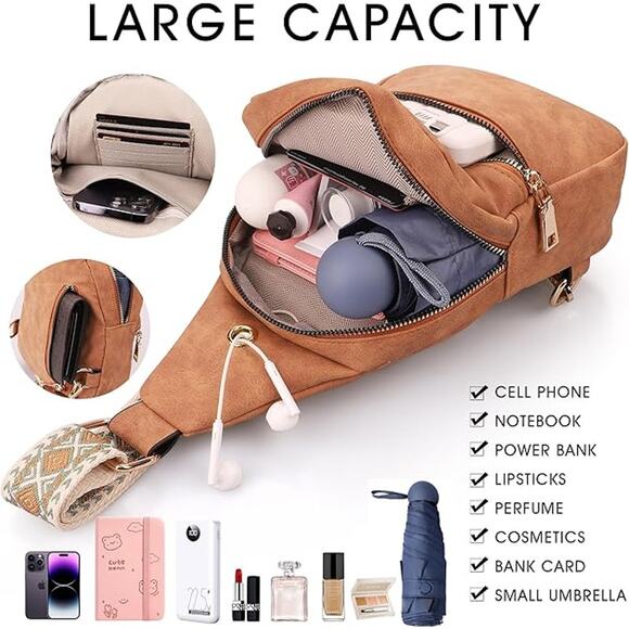 New TORFRUE Sling Bag For Women, Small Crossbody Bags, Chest Bags, PU Leather - Picture 5 of 7